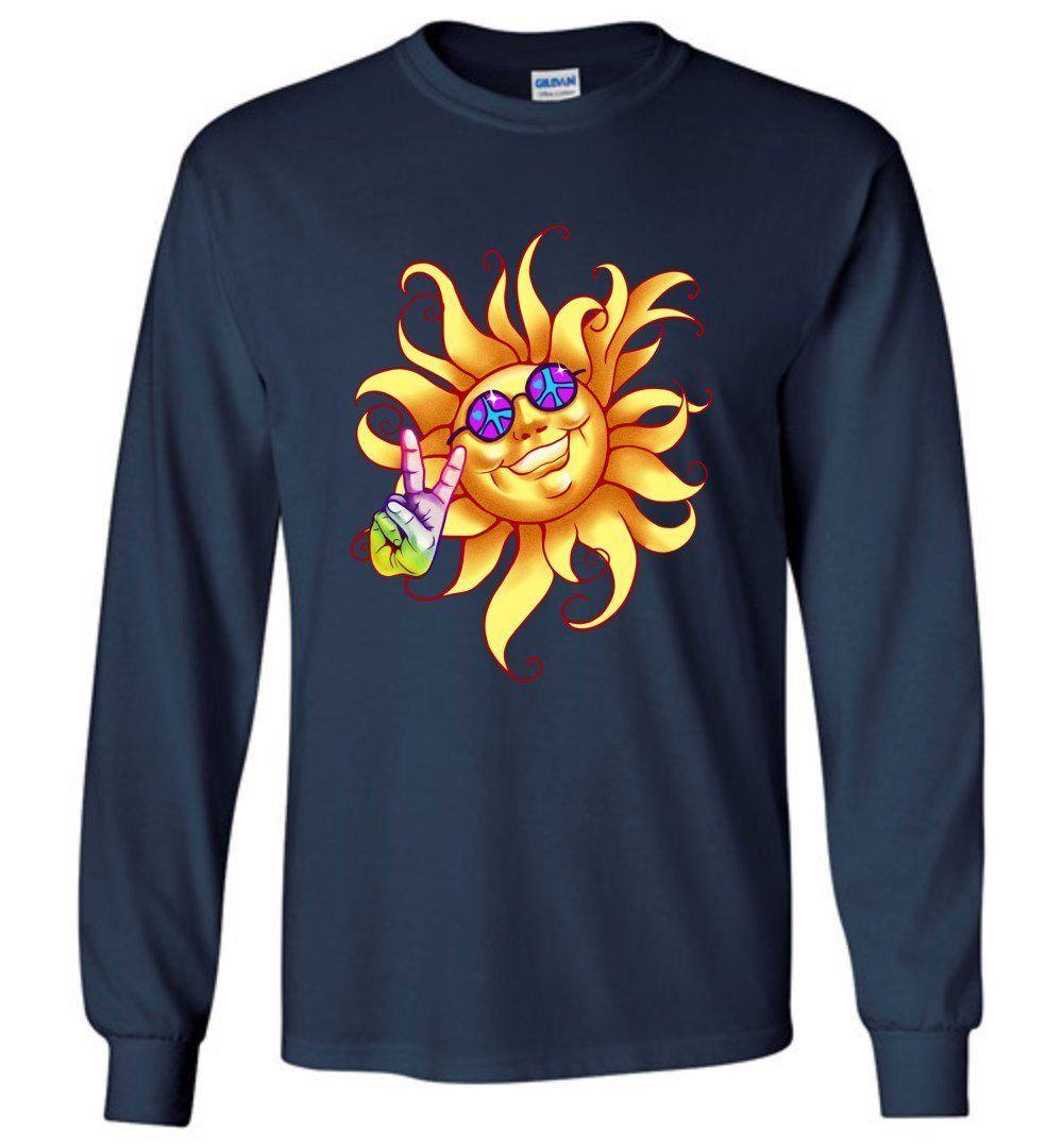 Sun - Peace Out Long Sleeve T-Shirts Heyjude Shoppe Navy S
