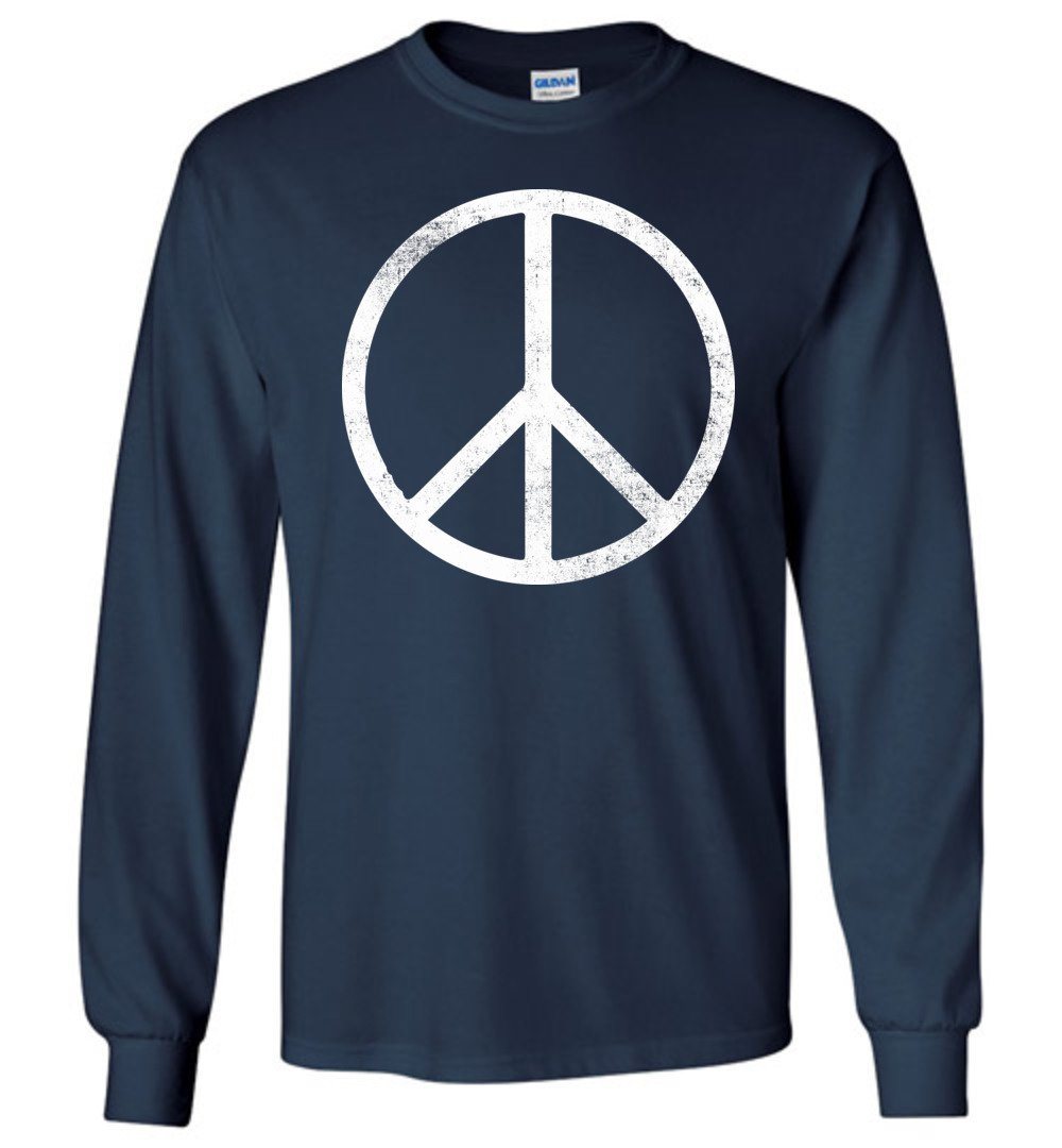 Peace Sign Long Sleeve T-Shirts Heyjude Shoppe Navy S