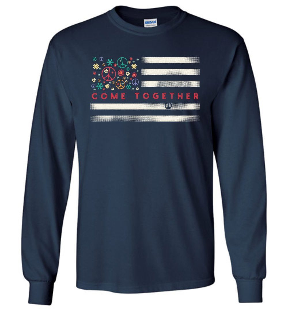 Come Together Flag Long Sleeve T-Shirts Heyjude Shoppe Navy S