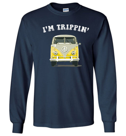 Hippie Van - I'm Trippin' Long Sleeve T-Shirts Heyjude Shoppe Navy S