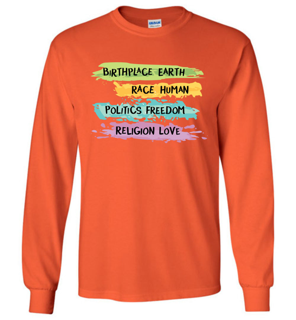 Earth - Human - Freedom - Love Youth Long Sleeves