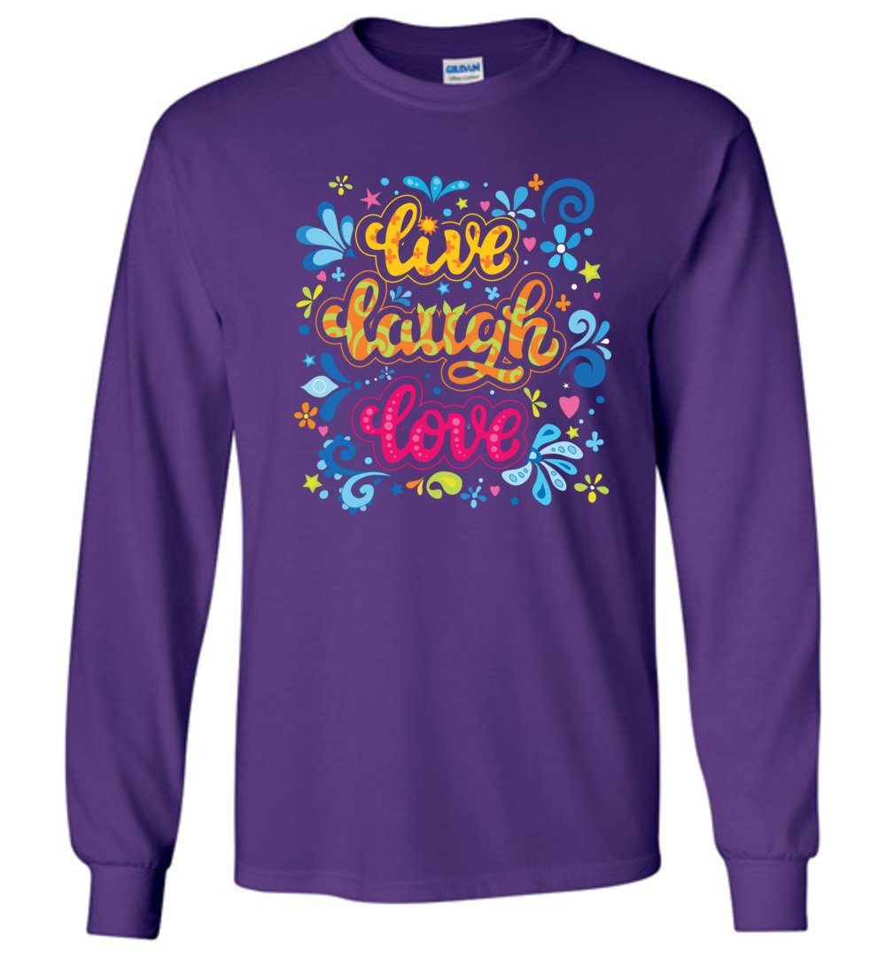 Live Laugh Love - Long Sleeve T-Shirts Heyjude Shoppe Purple S