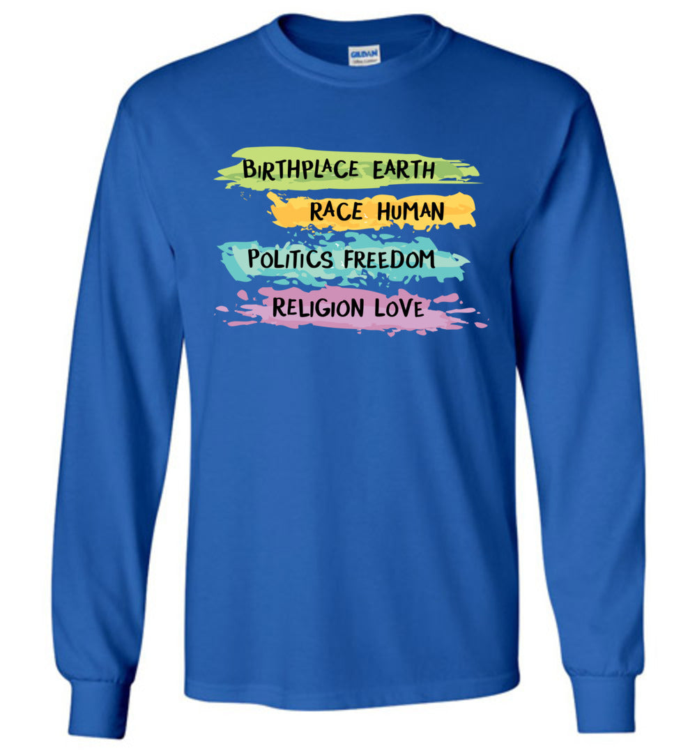 Earth - Human - Freedom - Love Youth Long Sleeves
