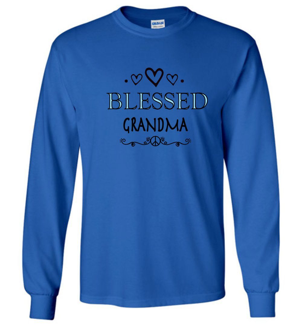 Blessed Grandma T-shirts Heyjude Shoppe Long Sleeve Tee Royal Blue S