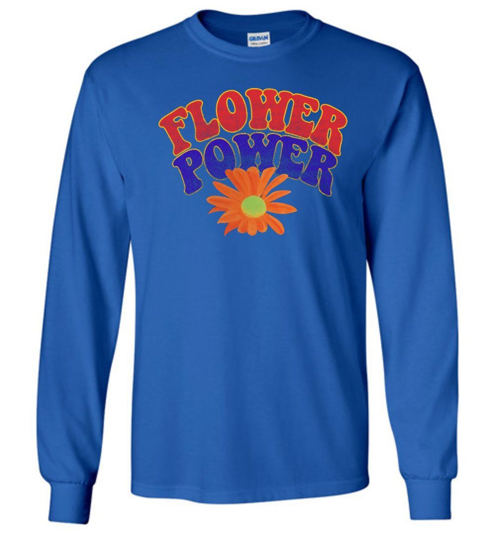 Flower Power Long Sleeve T-Shirts Heyjude Shoppe Royal Blue S
