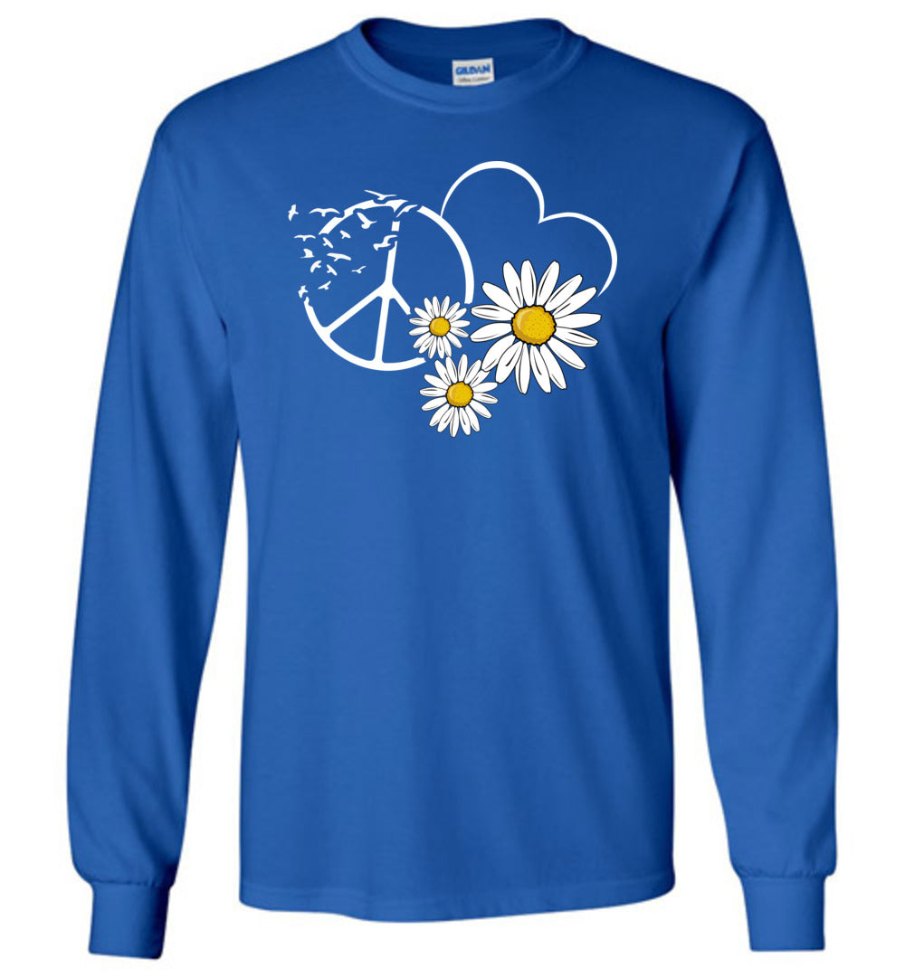 Peace Love Daisies Long Sleeve T-Shirts