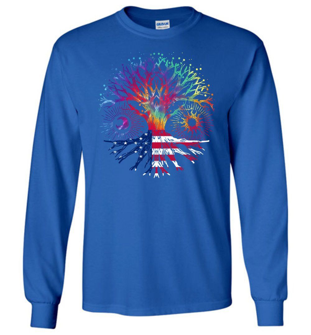 Tie Dye Tree Of Life Long Sleeve T-Shirts Heyjude Shoppe Royal Blue S