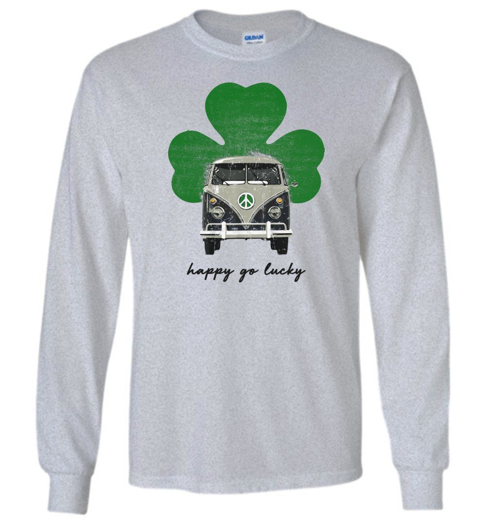 Hippie Van - Happy Go Lucky Long Sleeve T-Shirts Heyjude Shoppe Sports Grey S