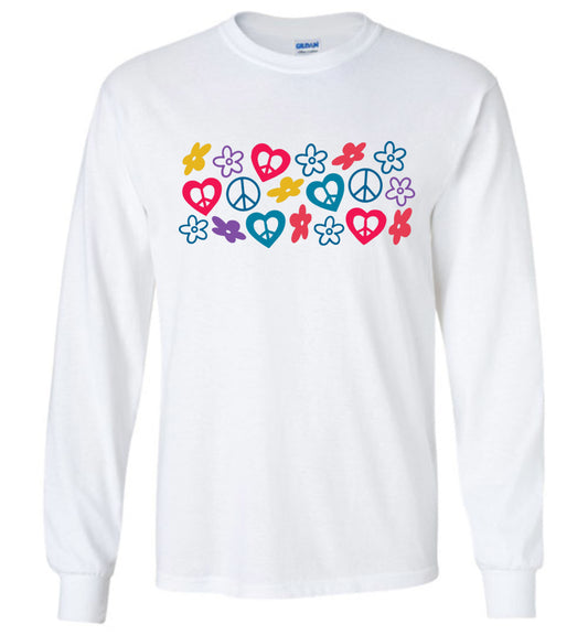 Peace Love Flowers Long Sleeve T-Shirts