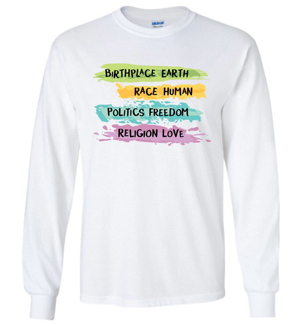 Earth - Human - Freedom - Love Youth Long Sleeves