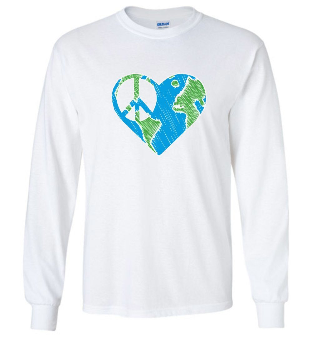 I Heart Peace T-shirts Heyjude Shoppe Long Sleeve Tee White S