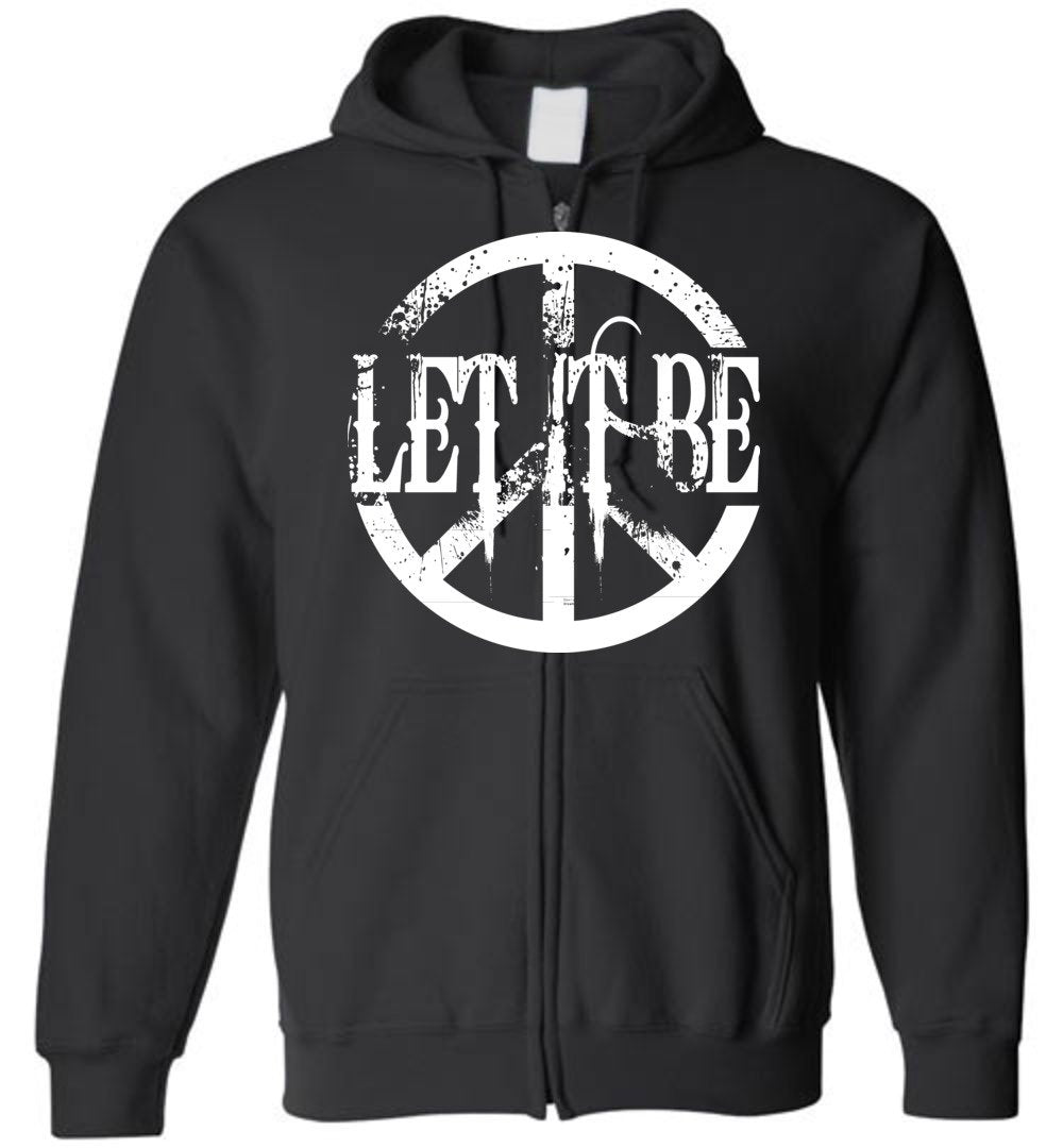 Let It Be Peace Gildan Zip Hoodie Heyjude Shoppe Black S