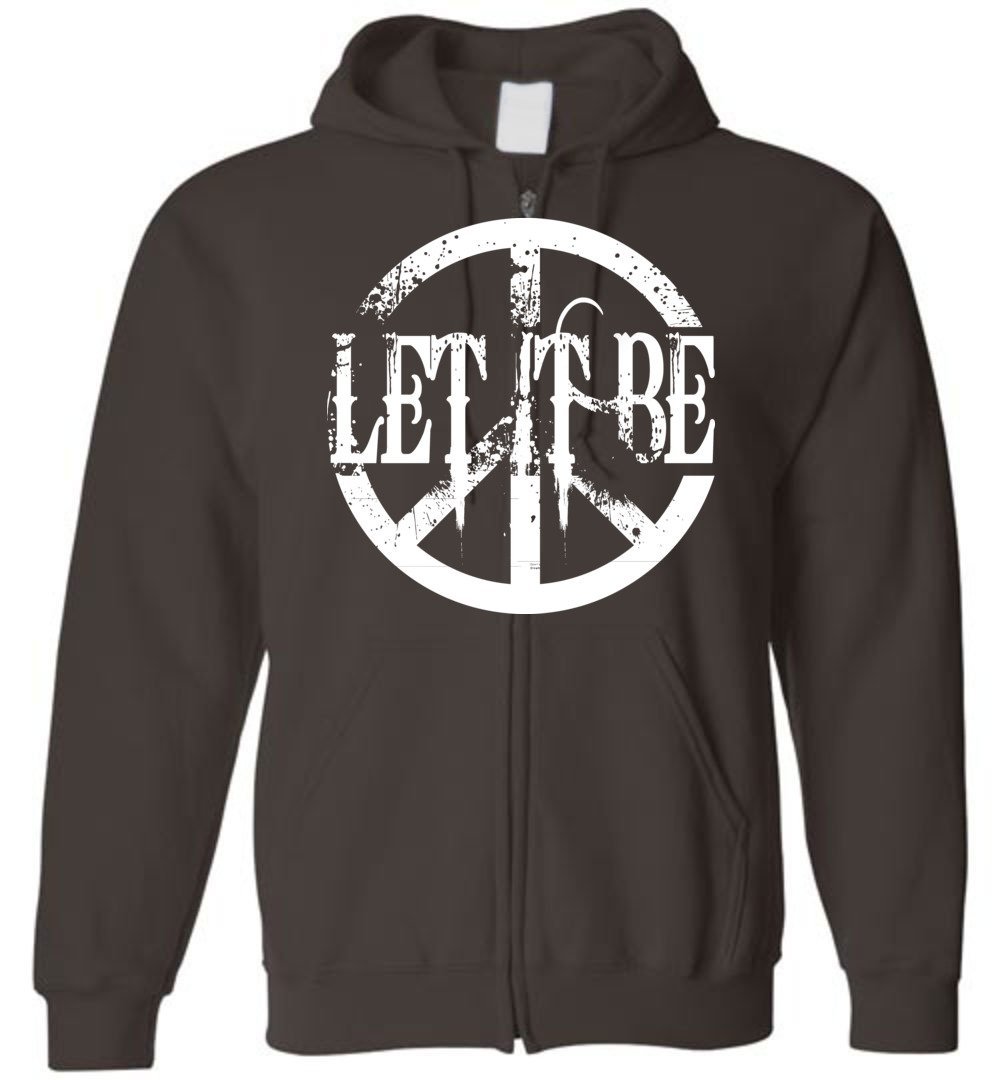 Let It Be Peace Gildan Zip Hoodie Heyjude Shoppe Dark Chocolate S