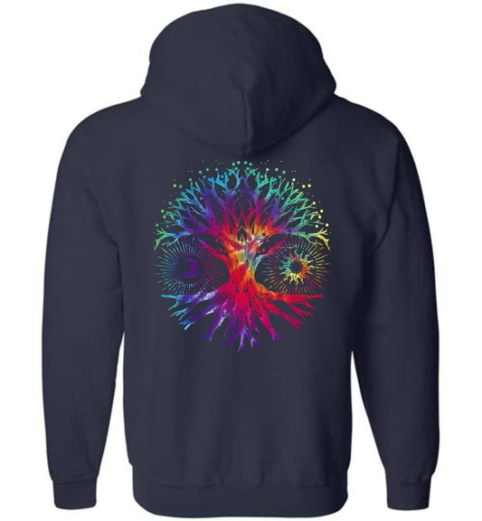 TIE DYE TREE OF LIFE ZIP HOODIE Heyjude Shoppe Navy S