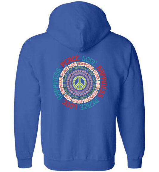 Peace Love Happiness - Zip Hoodie