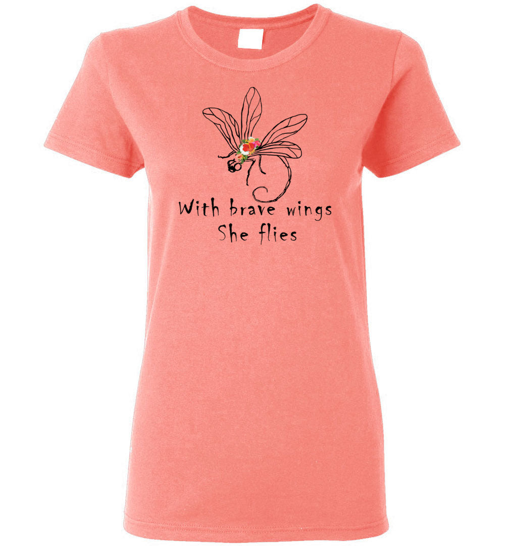 Dragonfly - With Brave Wings She Flies Short-Sleeve T-Shirt