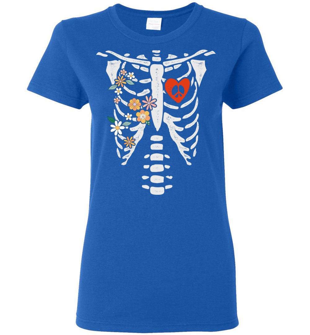 Peace, Love, Flowers Skeleton T-Shirts