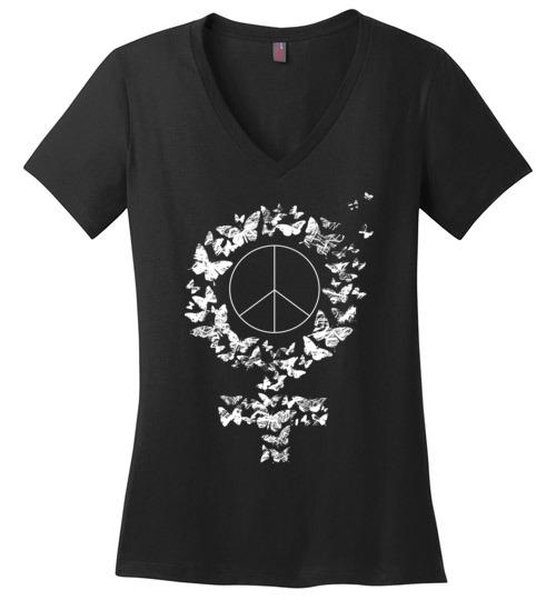 Peace Woman VNeck Tee Heyjude Shoppe Black S