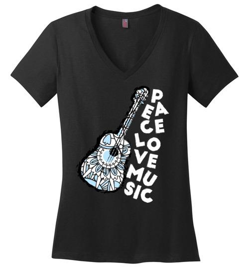 Peace Love Music VNeck Tee Heyjude Shoppe Black S
