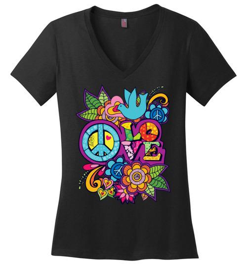 Peace Love Vneck Heyjude Shoppe Black XS