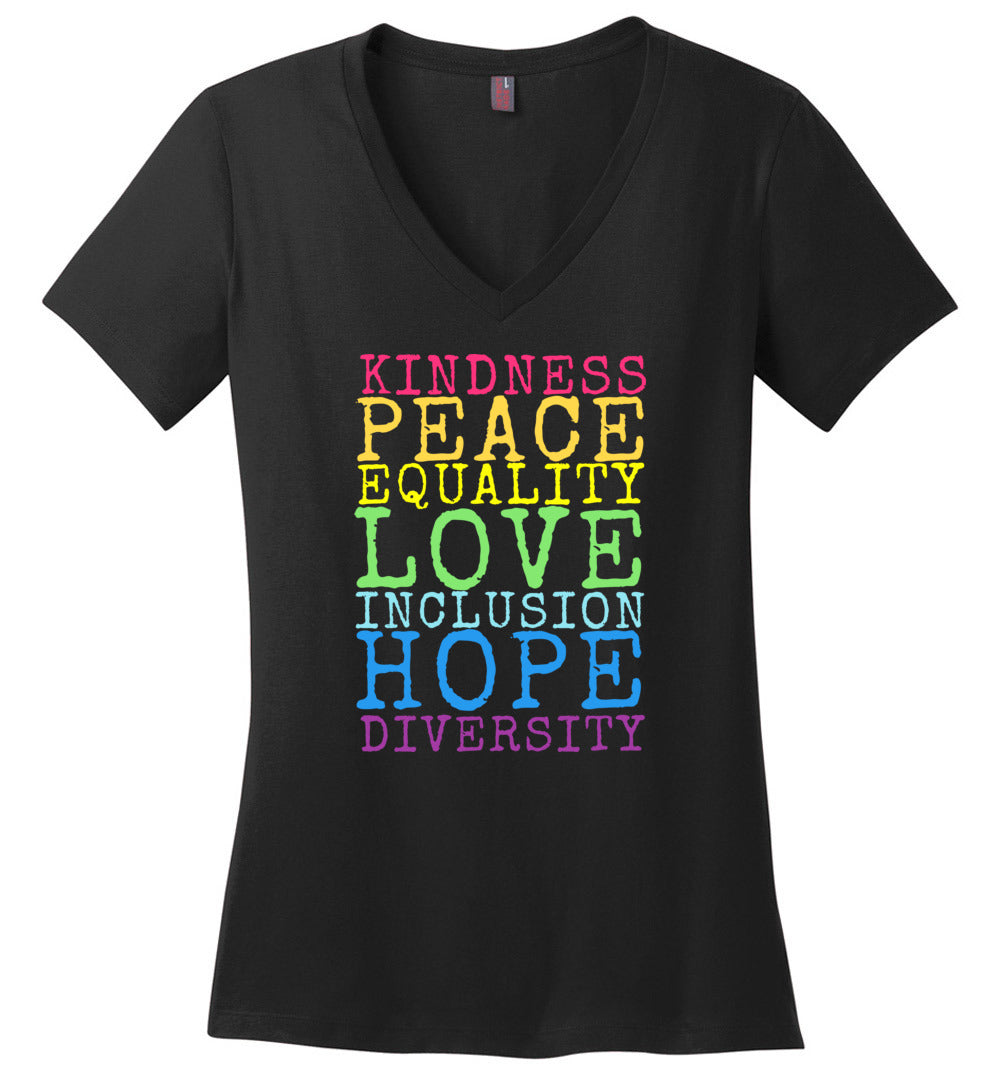 Kindness Peace Love Equality V-neck