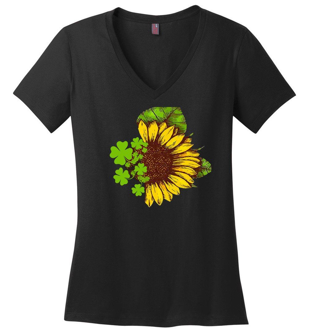 Sunflower Clovers Vneck Heyjude Shoppe Black XS
