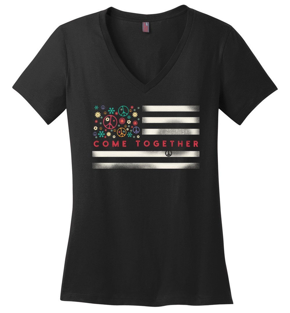 American Come Together Flag Vneck Heyjude Shoppe Black XS 