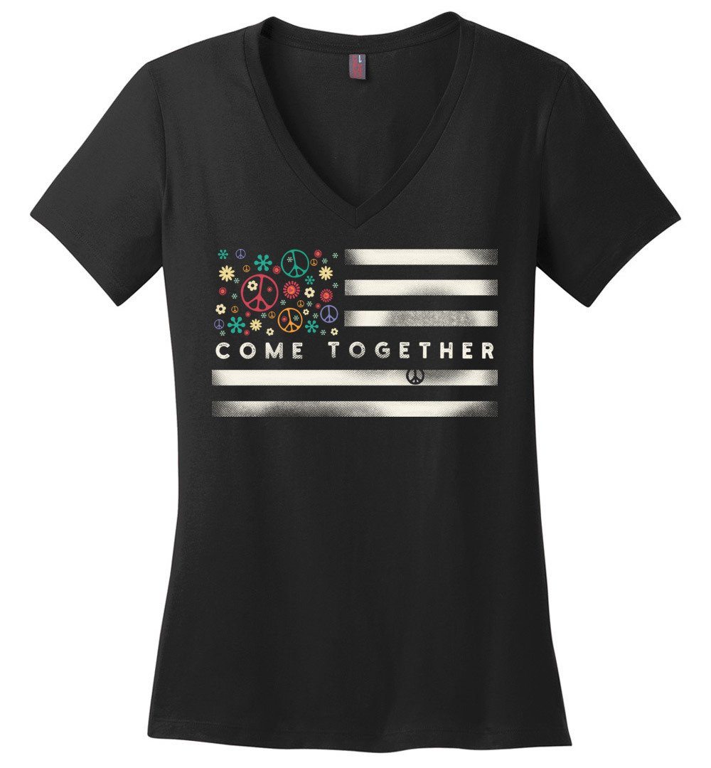 Come Together Flag Vneck Heyjude Shoppe Black XS