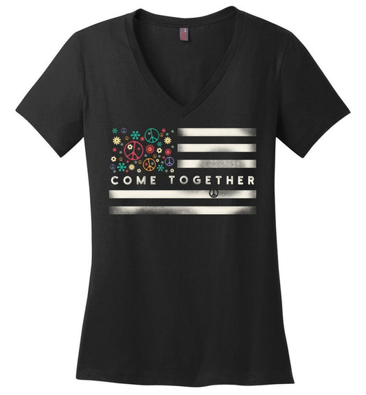 Come Together Flag Vneck Heyjude Shoppe Black XS
