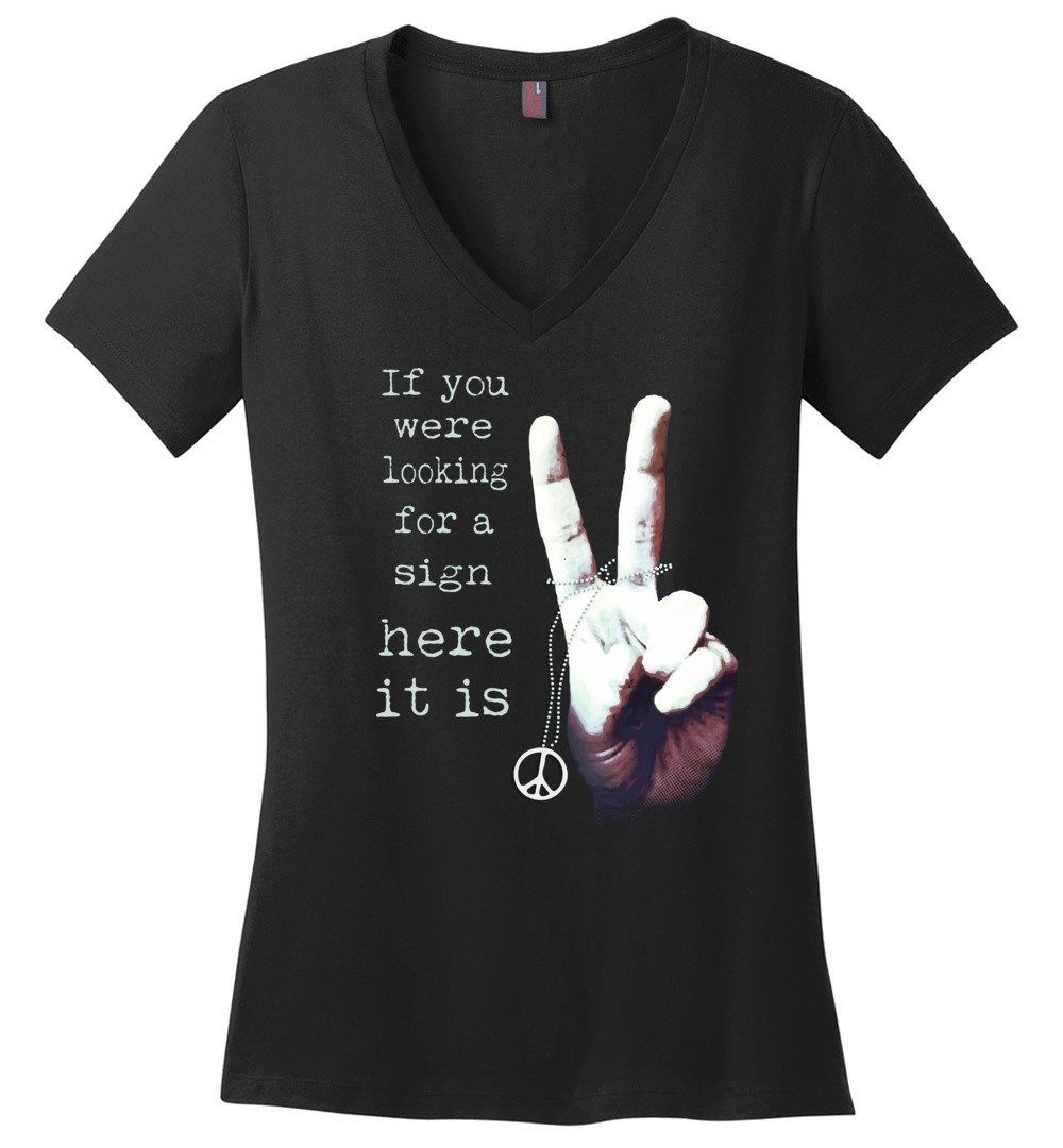 If You were Looking For A Sign Vneck Heyjude Shoppe Black XS
