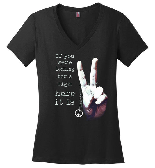 If You were Looking For A Sign Vneck Heyjude Shoppe Black XS
