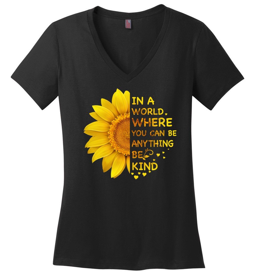 Be Kind - Sunflower Vneck Heyjude Shoppe Black XS