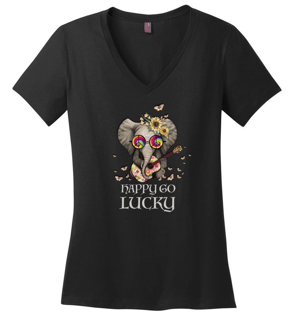 Hippie Elephant - Happy Go Lucky Vneck Heyjude Shoppe Black XS