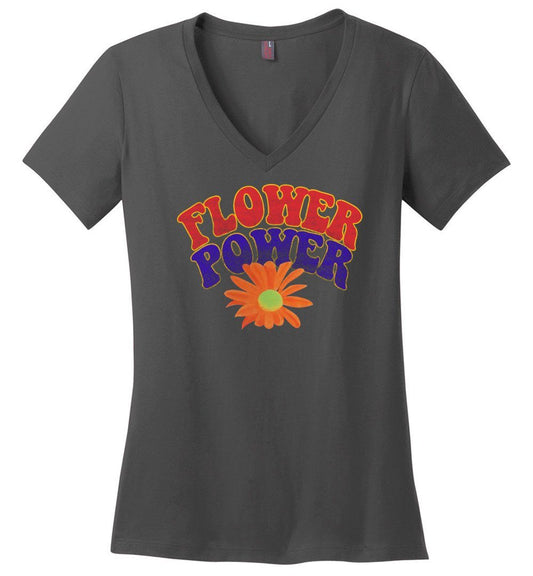 Flower Power Vneck Heyjude Shoppe Charcoal XS