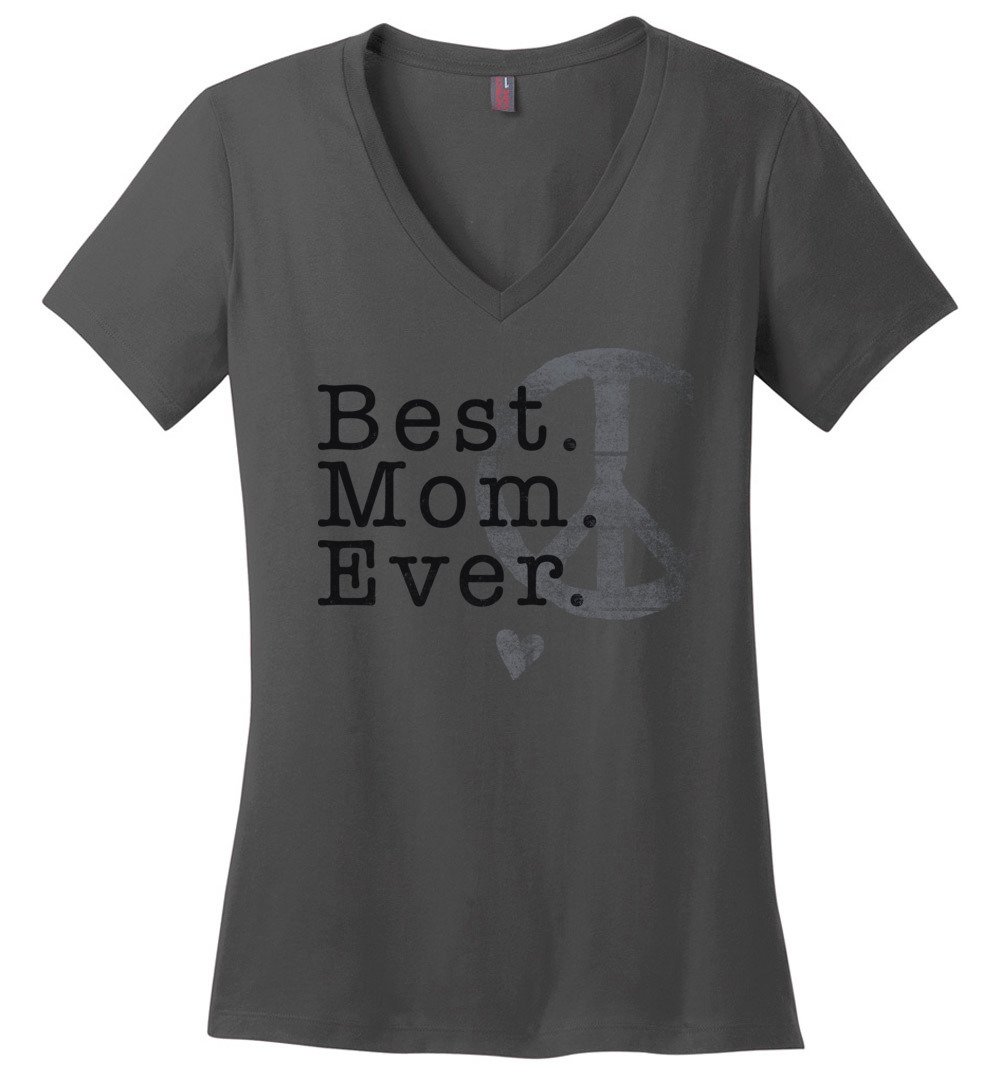Best Mom Ever T-shirts Heyjude Shoppe Ladies V-Neck Charcoal XS