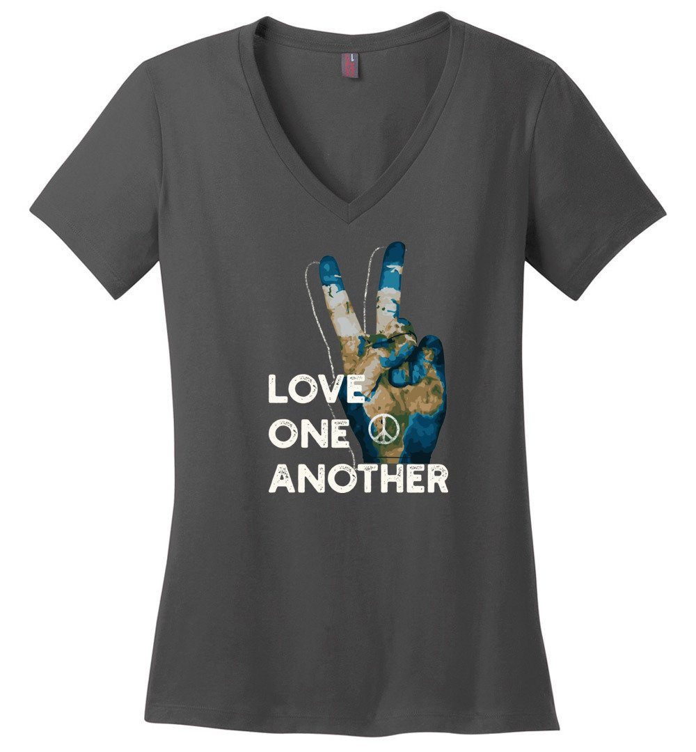 Love One Another Women's Vneck Heyjude Shoppe Charcoal XS