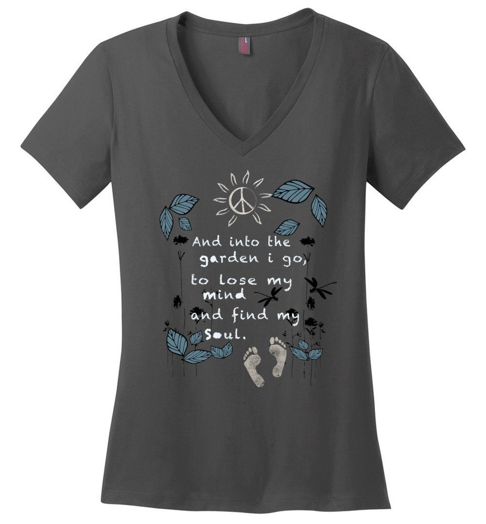 Into The Garden T-shirts Heyjude Shoppe Ladies V-Neck Charcoal XS