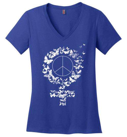 Peace Woman VNeck Tee Heyjude Shoppe Deep Royal S