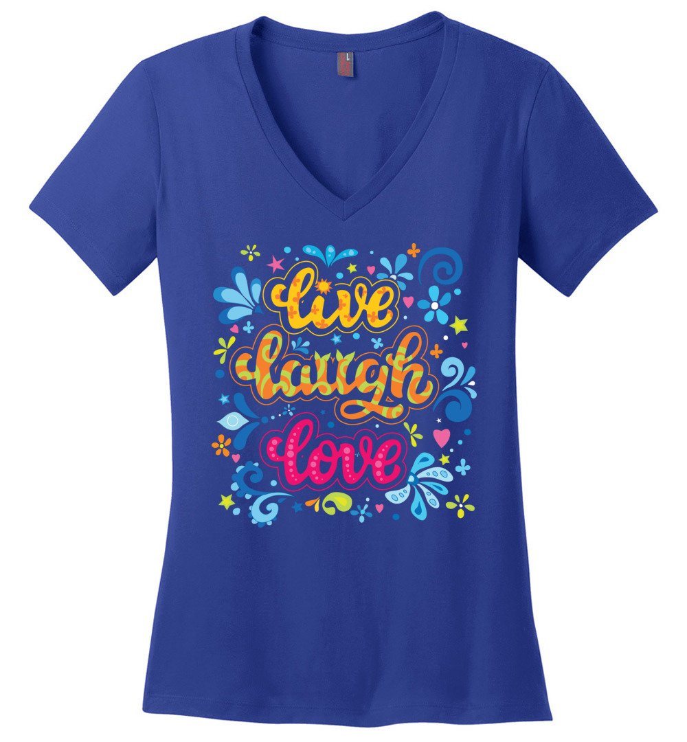 Live Laugh Love - Women's Vneck Heyjude Shoppe Deep Royal XS