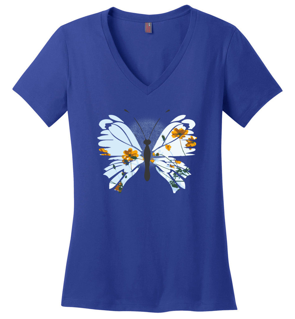 Spring Butterfly V-Neck
