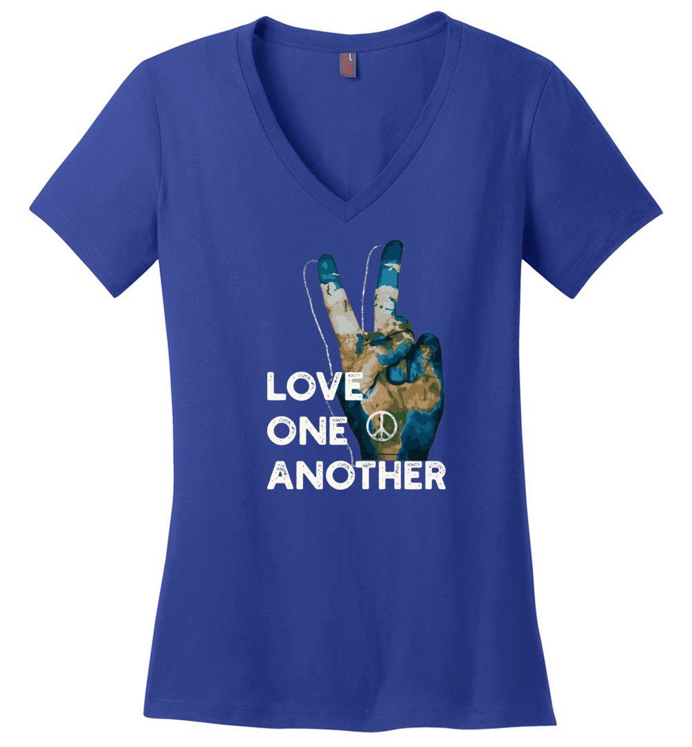 Love One Another Women's Vneck Heyjude Shoppe Deep Royal XS