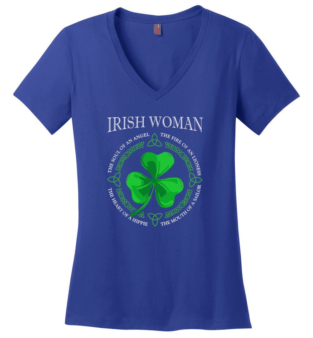 Irish Hippie Woman Vneck Heyjude Shoppe Deep Royal XS