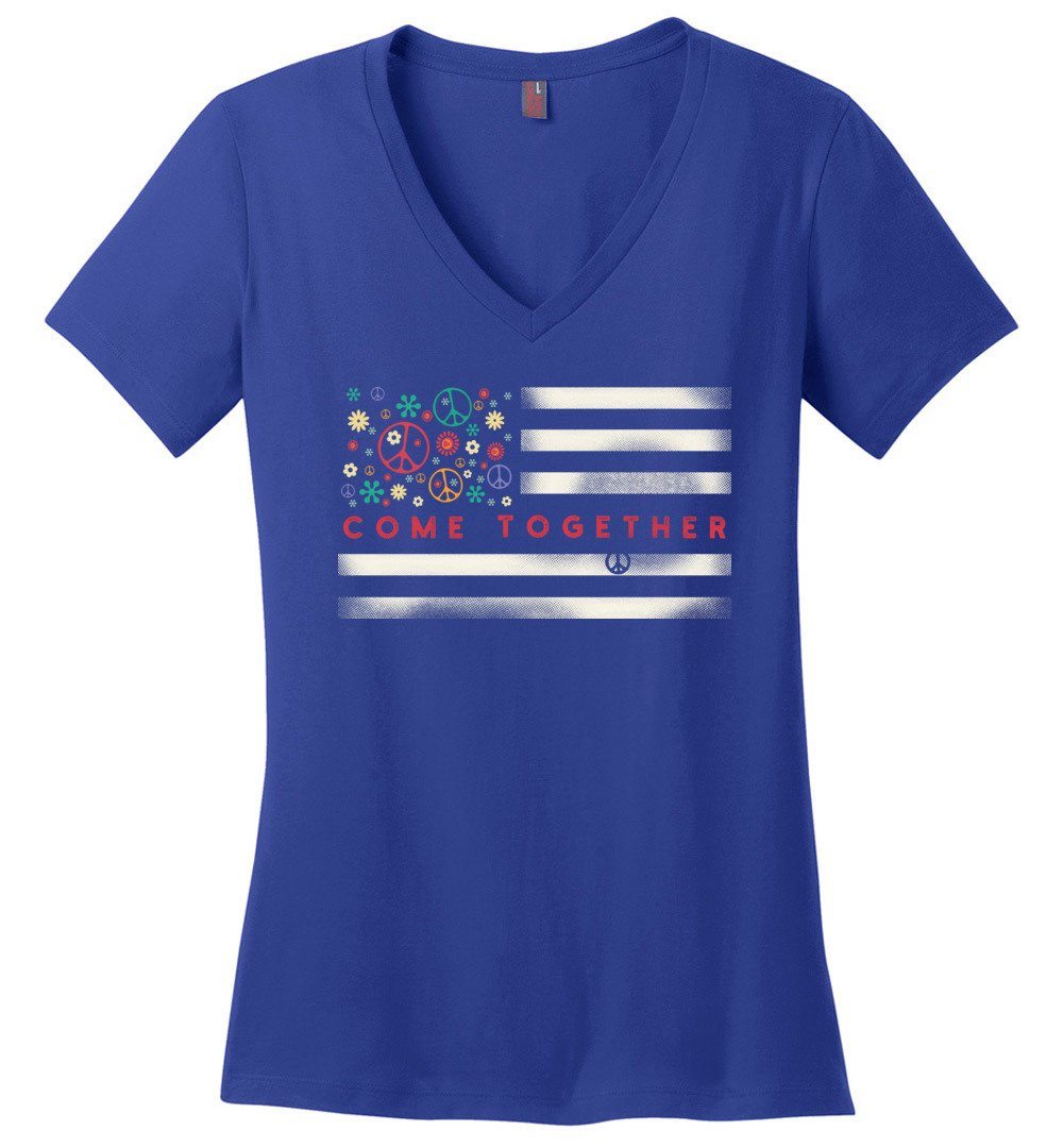 American Come Together Flag Vneck Heyjude Shoppe Deep Royal XS 