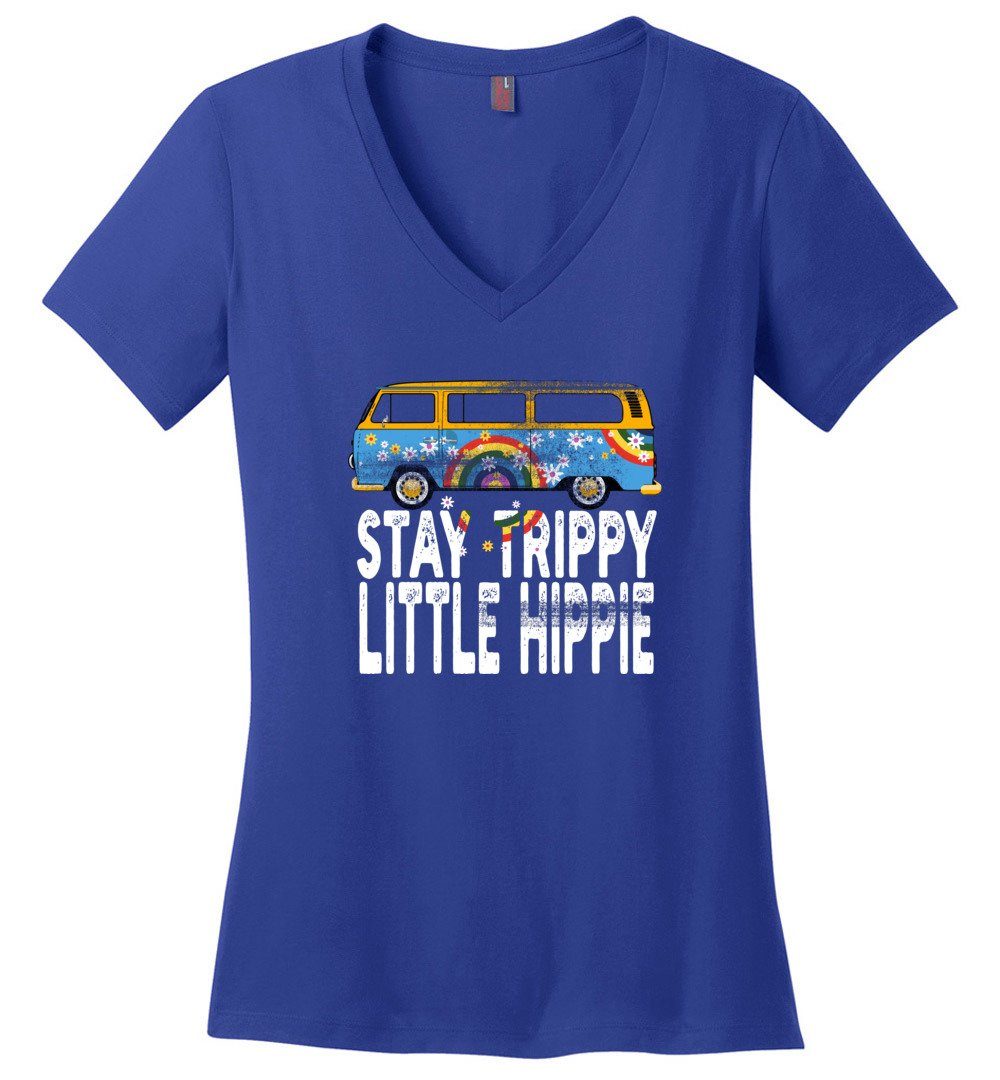 Tay Trippy Little Hippie - Women's Vneck Heyjude Shoppe Deep Royal XS