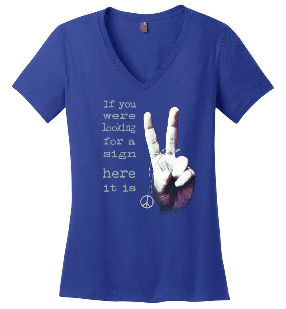 If You Were Looking For A Sign V-neck Heyjude Shoppe Deep Royal XS