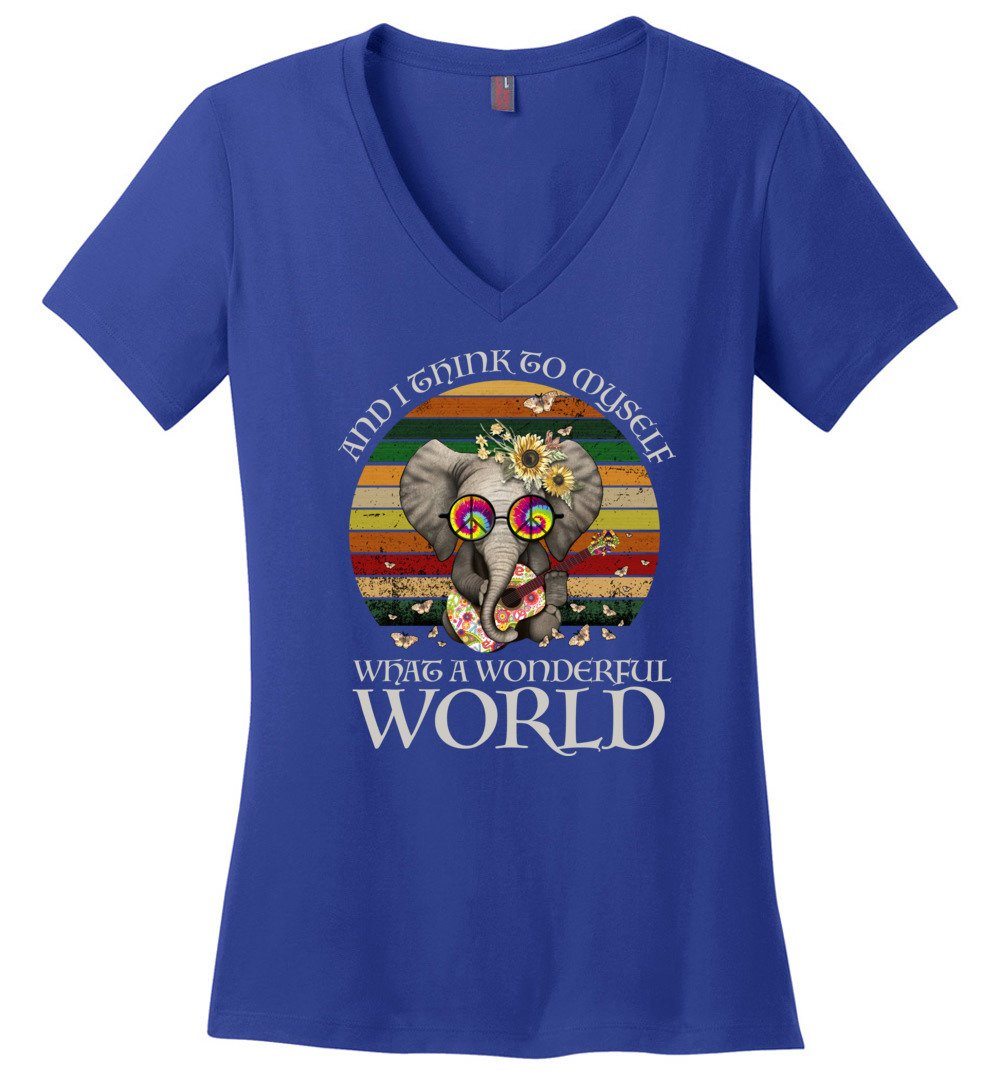 What A Wonderful World Vneck Heyjude Shoppe Deep Royal XS