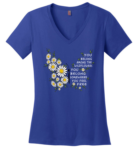 You Belong Among The Wildflowers Butterfly V-neck