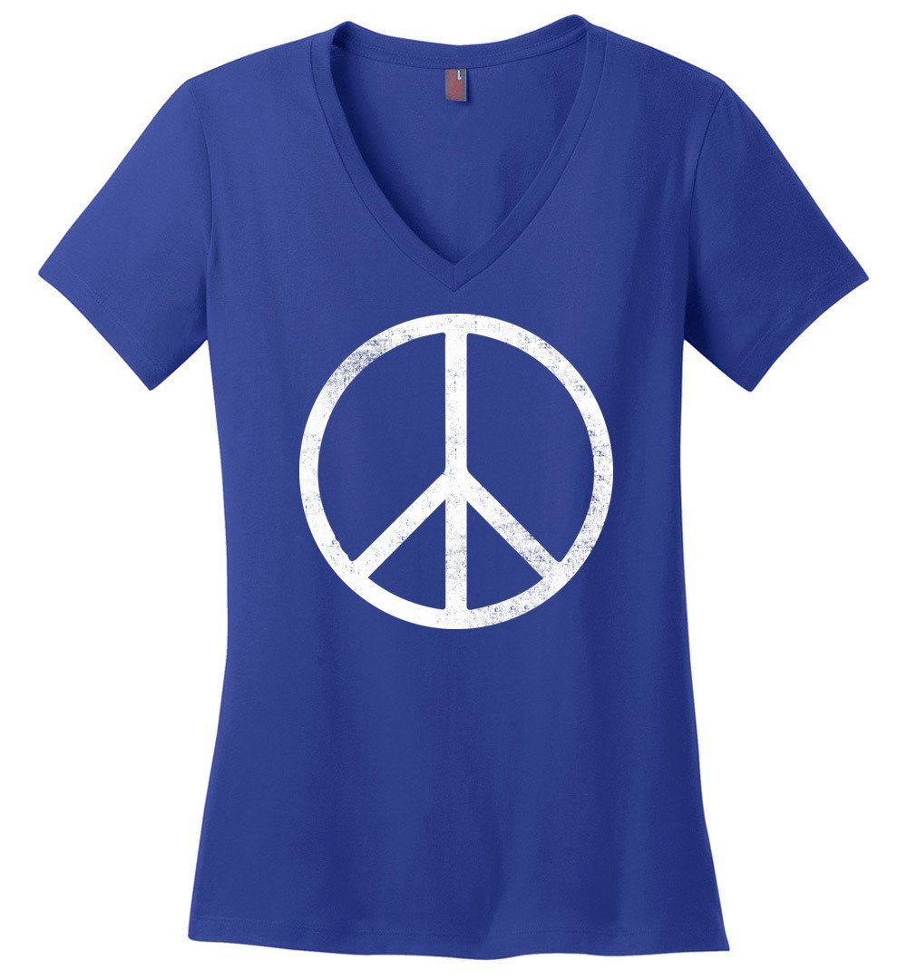 Peace On Earth Vneck Heyjude Shoppe Deep Royal XS