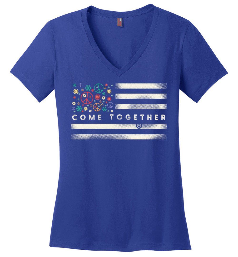 Come Together Flag Vneck Heyjude Shoppe Deep Royal XS