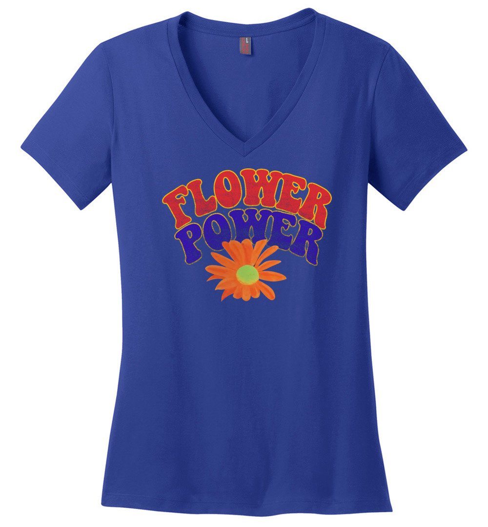Flower Power Vneck Heyjude Shoppe Deep Royal XS
